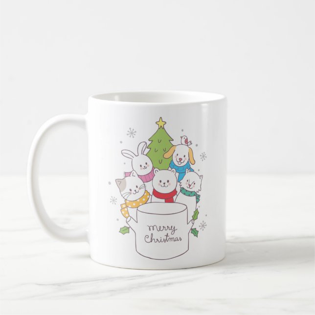 Taza De Café Amigos animales de Navidades curos | Vacaciones de (Izquierda)