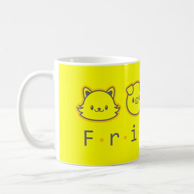 Taza De Café Amigos animales lindos cara  (Izquierda)