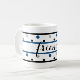Taza De Café Amigos Azure Blue Silver Black Polka Dots