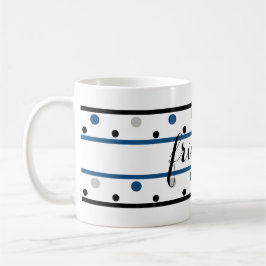 Taza De Café Amigos Azure Blue Silver Black Polka Dots