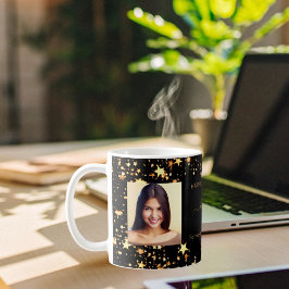 Taza De Café Amigos de cumpleaños nombres de fotos de oro negro