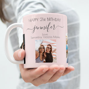 Taza De Café Amigos de cumpleaños ruborizados nombres de fotos