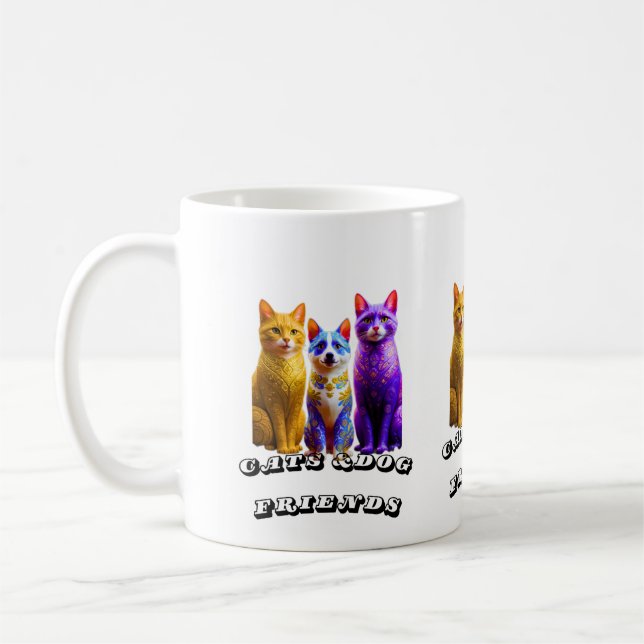 Taza De Café Amigos de gatos y perros (Izquierda)