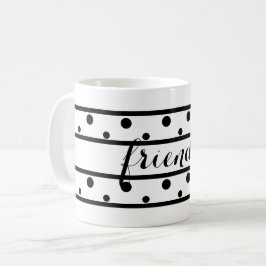Taza De Café Amigos de la polca negra puntos blancos