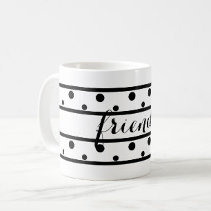 Taza De Café Amigos de la polca negra puntos blancos