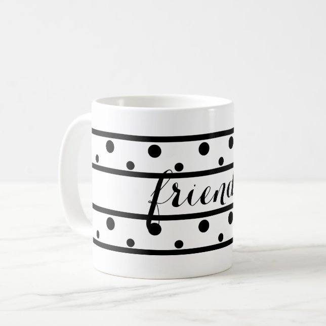 Taza De Café Amigos de la polca negra puntos blancos (Anverso izquierdo)