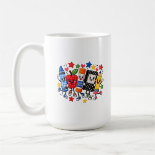 Taza De Café Amigos de útiles escolares bordados de dibujos ani
