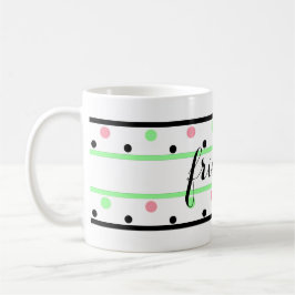 Taza De Café Amigos miintan puntos de polka rosa verde