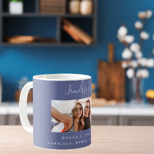 Taza De Café Amigos por la vida nombres de fotos azules