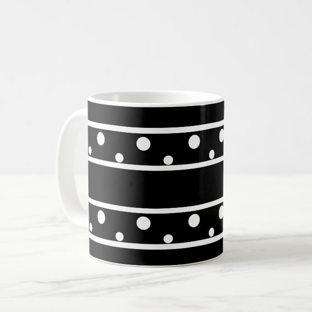 Taza De Café Amigos puntos de polka blancos negros (Anverso izquierdo)