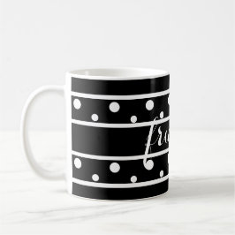 Taza De Café Amigos puntos de polka blancos negros