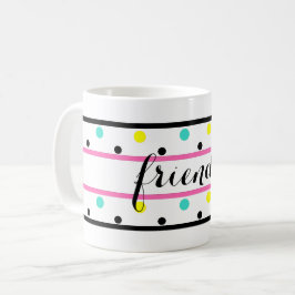 Taza De Café Amigos puntos rosas de polka amarilla azul
