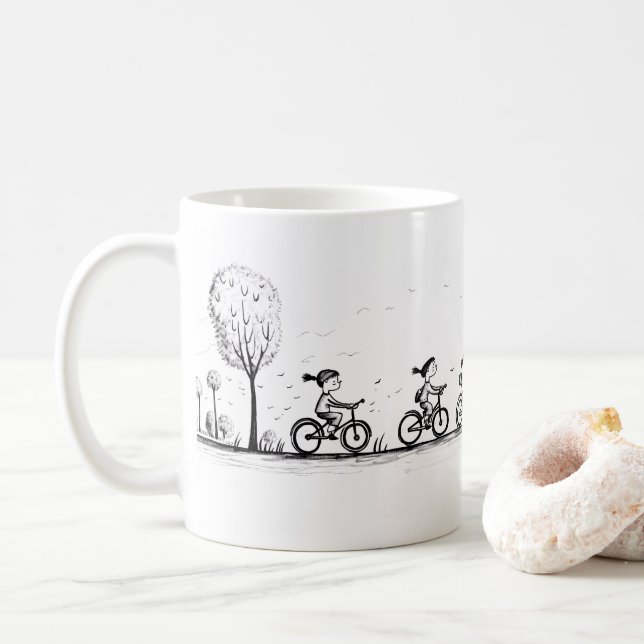 Taza De Café Amigos Y Bicicleta (Con donut)