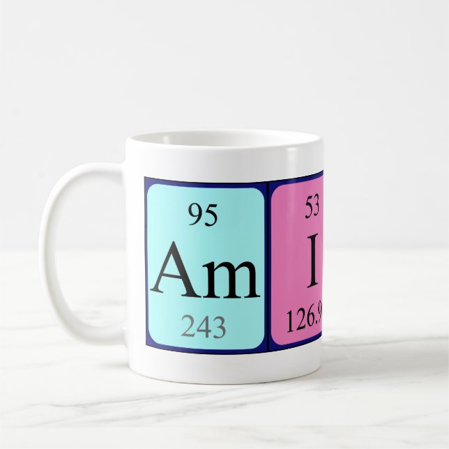 Taza De Café Aminah nombre de tabla periódica mug (Izquierda)