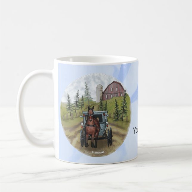 Taza De Café Amish Buggy Town Day Mug (Izquierda)