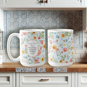 Taza De Café Amistad Gift Watercolor Floral Mariposa Azul