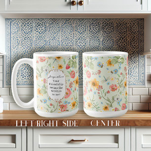Taza De Café Amistad Gift Watercolor Floral Mariposa Mint