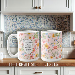 Taza De Café Amistad Regalo Acuarela Floral Mariposa Rosa