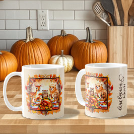 Taza De Café Amistosos animales de Woodland hojas de otoño
