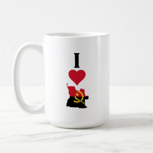 Taza De Café Amo a Angola Vertical Corazón Bandera de Angola