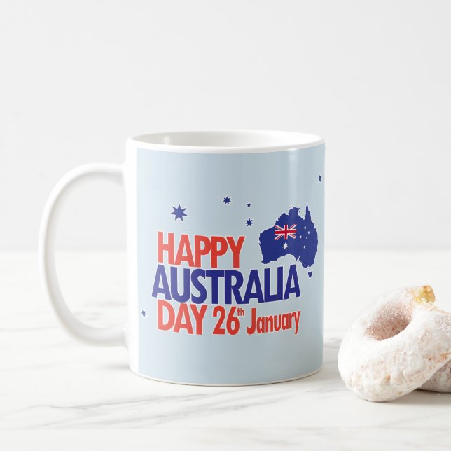 Taza De Café "AMO A AUSTRALIA" Día de Australia 26 de enero (Con donut)