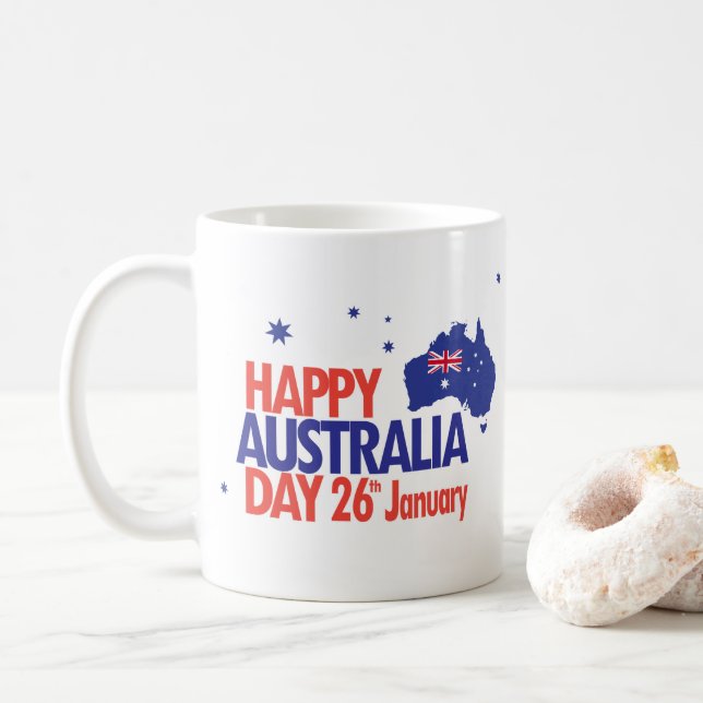 Taza De Café "AMO A AUSTRALIA" Día de Australia 26 de enero (Con donut)
