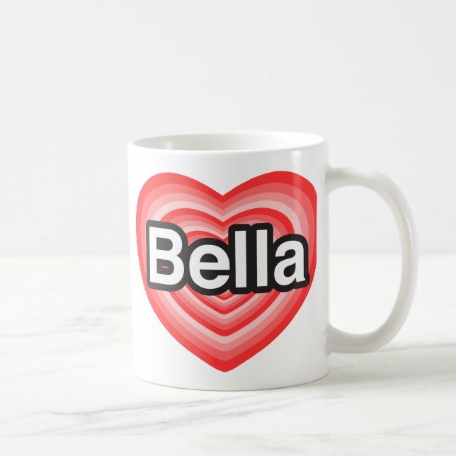 Taza De Café Amo a Bella. Te amo Bella. Corazón (Derecha)