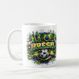 Taza De Café Amo a Brasil 2026 Hincha de Fútbol