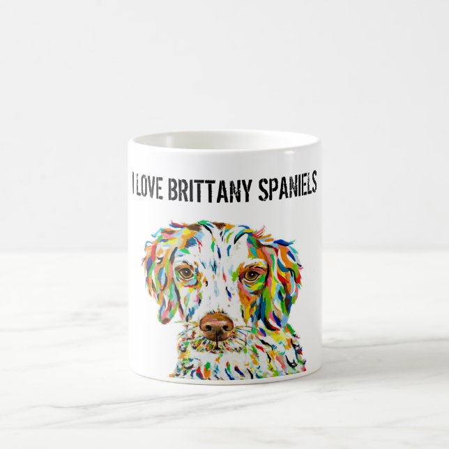 Taza De Café Amo a Brittany Spaniels Mug (Centro)