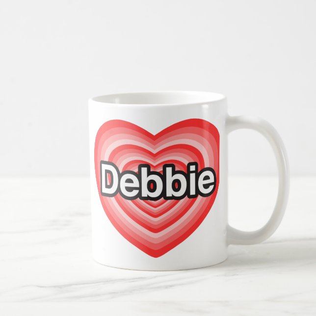 Taza De Café Amo a Debbie. Te amo Debbie. Corazón (Derecha)
