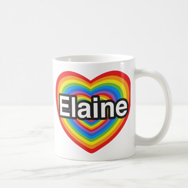 Taza De Café Amo a Elaine. Te amo Elaine. Corazón (Derecha)