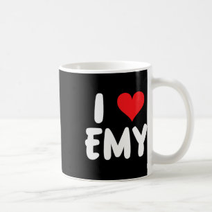 Taza De Café Amo a Emy - Corazón - Nombre 