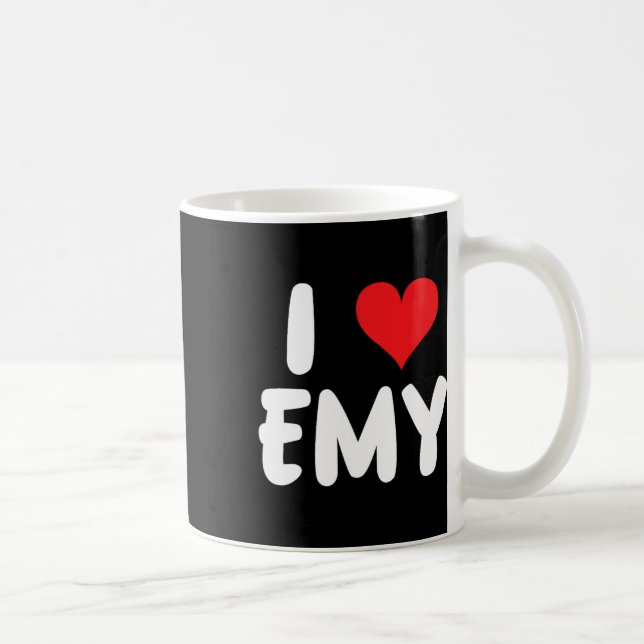 Taza De Café Amo a Emy - Corazón - Nombre  (Derecha)
