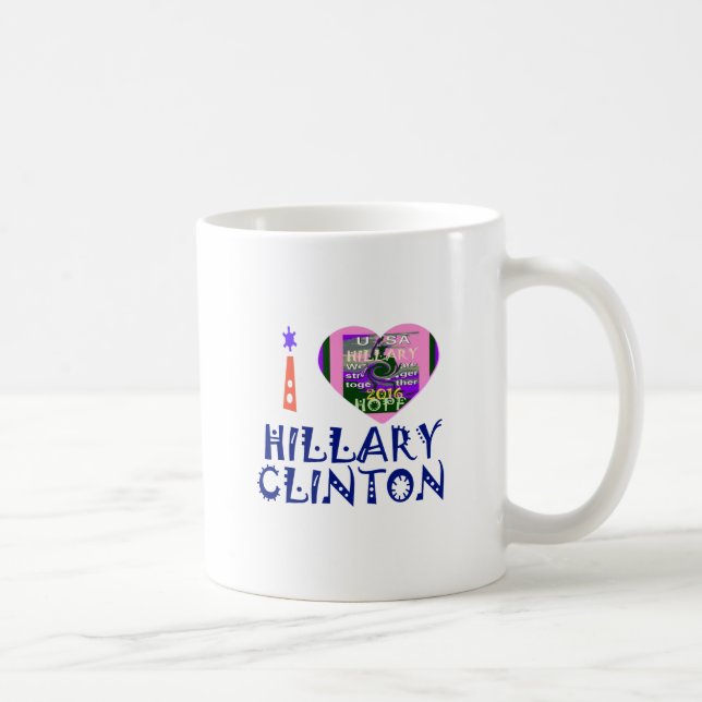 Taza De Café Amo a Hillary Clinton por el arte cardiaco del pre (Derecha)