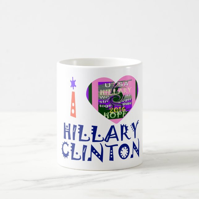 Taza De Café Amo a Hillary Clinton por el arte cardiaco del pre (Centro)