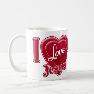Taza De Café Amo a Jesús Corazón Rojo