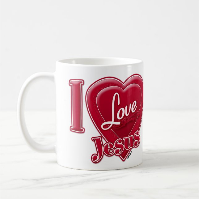 Taza De Café Amo a Jesús Corazón Rojo (Izquierda)