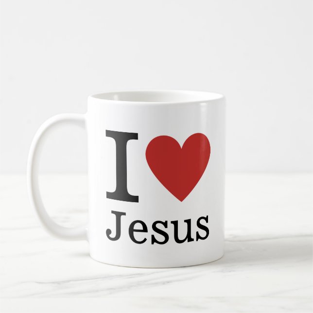 Taza De Café ❤️ Amo a Jesús PERSONALIZABLE Mug (Izquierda)