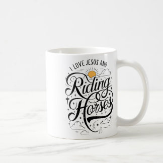 Taza De Café Amo A Jesús Y A Los Chicas De Caballos En Caballo.