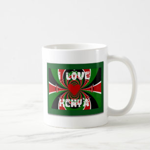 Taza De Café Amo a Kenia: Arte de Bandera Dinámica