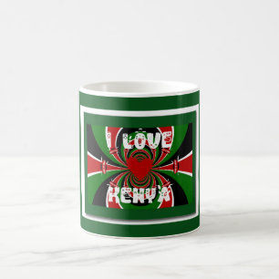Taza De Café Amo a Kenia: Arte de Bandera Dinámica