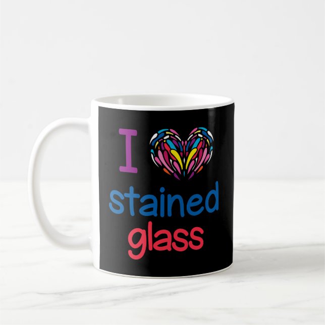Taza De Café Amo A La Artesana De Vidrio Manchado (Izquierda)