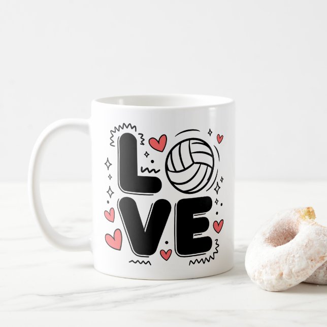 Taza De Café Amo a las Chicas del voleibol femenino (Con donut)
