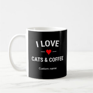 Taza De Café Amo a los Gatos y el Café Nombre Personalizado Mam