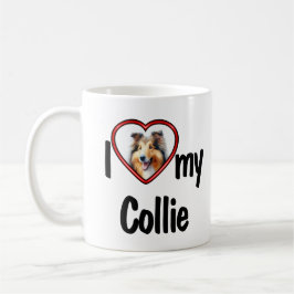 Taza De Café Amo a mi collie Foto de perro corazón rojo lindo