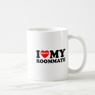 Taza De Café Amo a mi compañero de cuarto Corazón Divertido Reg