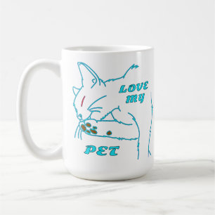 TAZA DE CAFÉ AMO A MI CUTE AQUA MASCOTA CAT