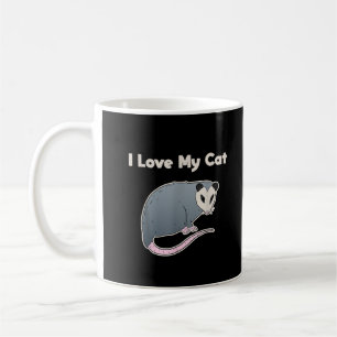 Taza De Café Amo a mi gato divertido zarigüeya