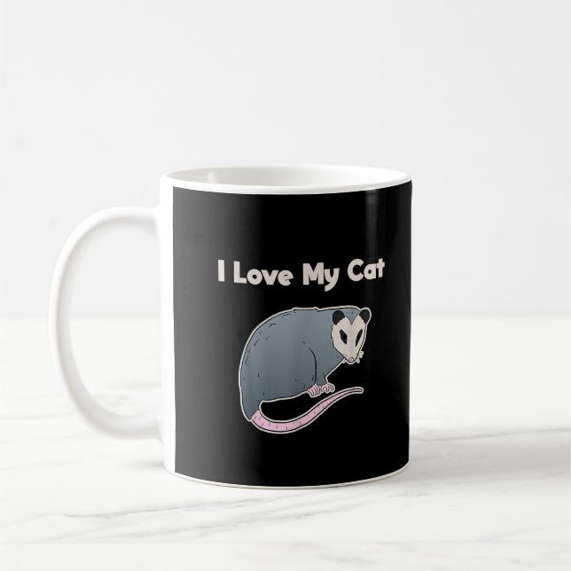 Taza De Café Amo a mi gato divertido zarigüeya (Izquierda)