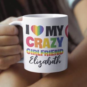 Taza De Café Amo a mi loca novia 2 foto lgbtq+ arcoiris